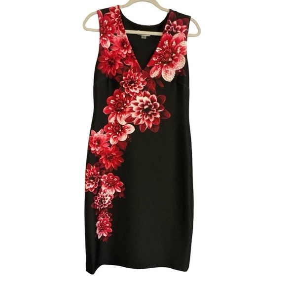 Calvin Klein black & red flower prints size 8‎ - Picture 1 of 9